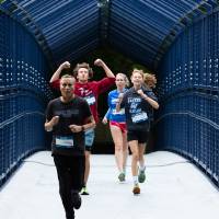 Individuals enjoying themselves on the little mac bridge
